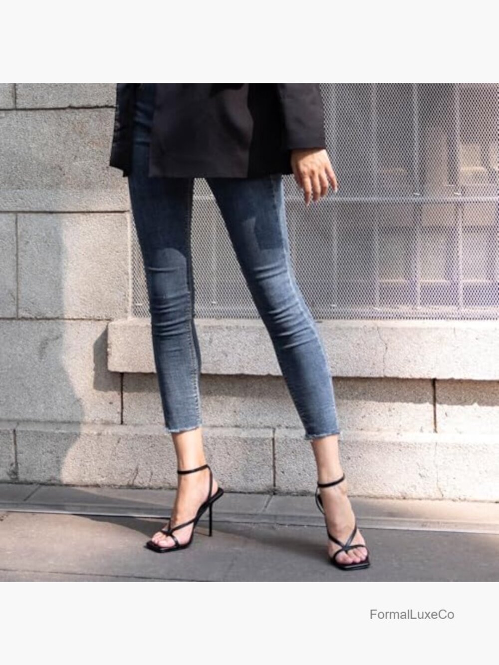 Elisabet Tang Thong Heeled Sandals Women Square Toe Ankle Strap Dress Shoes - Picture 6 of 7